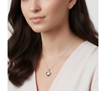 Zia Heart Charm Silver Necklace – 925 Sterling Silver