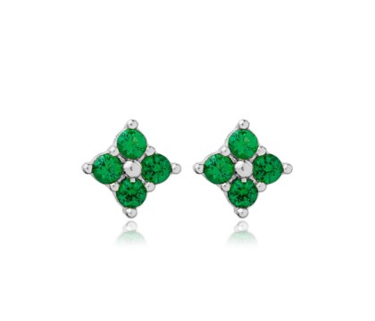 Zia Emerald Zircon Stone Flower Gold-Plated Earrings
