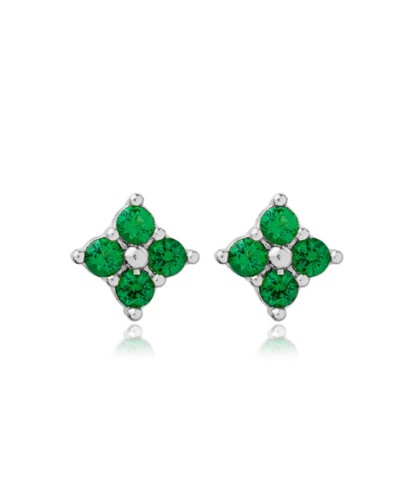 Zia Emerald Zircon Stone Flower Gold-Plated Earrings