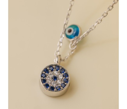 Zia Evil Eye Pendant Necklace – 925 Silver Sapphire