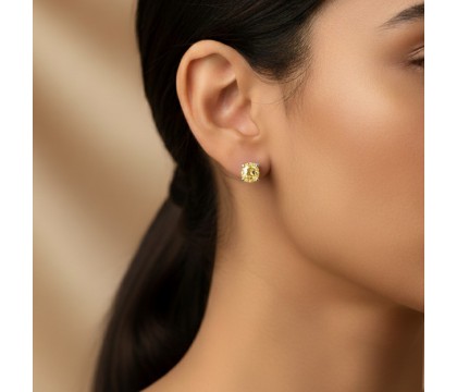 Zia Oval Silver Citrine Stud Earrings – Handmade
