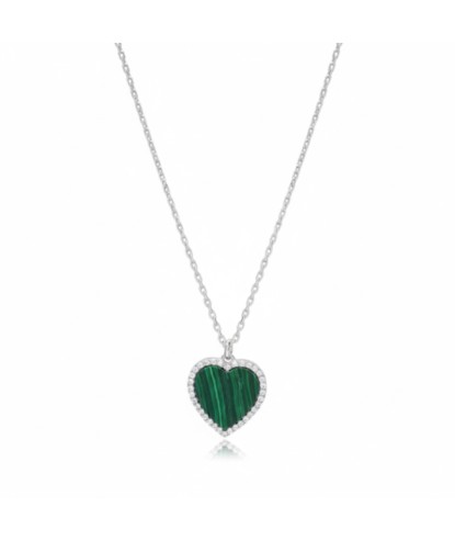 Zia Malachite Heart Zircon Charm Necklace