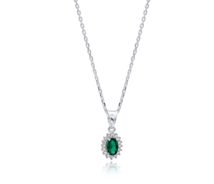 Zia Emerald CZ Green Stone Dainty Necklace