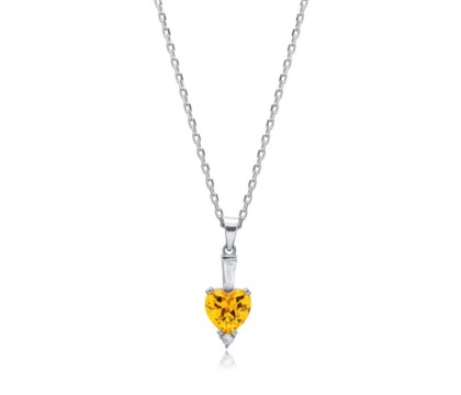 Zia Citrine Zircon Heart Charm Necklace