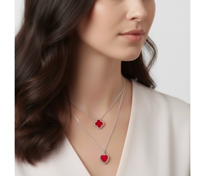 Zia Red Heart Silver Necklace