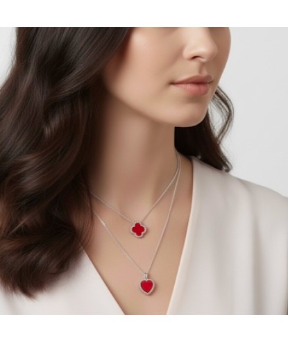 Zia Red Heart Silver Necklace