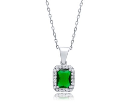 Zia Rectangle Silver Charm Necklace