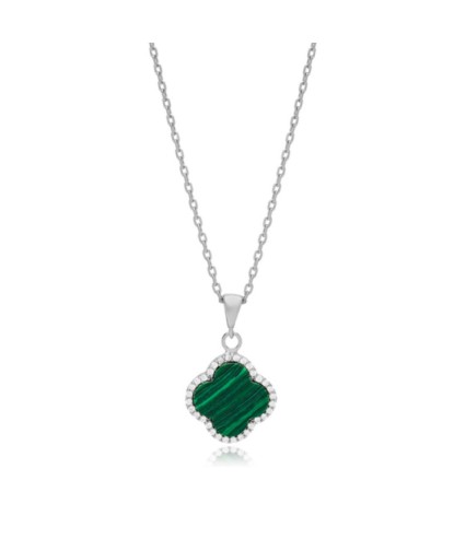 Zia Malachite Zircon Stone Charm Necklace