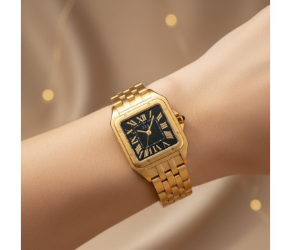 Zia Ladies Gold Watch – Black Dial, Quartz, 24 mm