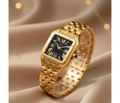 Zia Ladies Gold Watch – Black Dial, Quartz, 24 mm