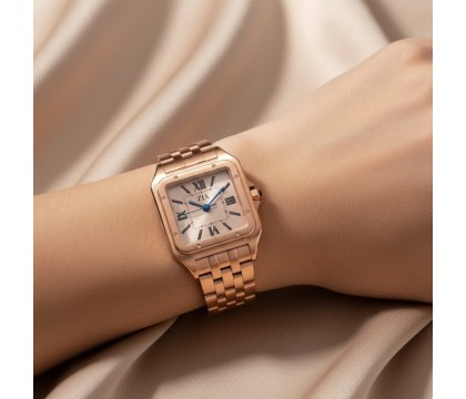 Zia Ladies Rose Gold Watch – Crystal Dial, Quartz, 24 mm