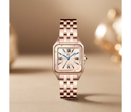 Zia Ladies Rose Gold Watch – Crystal Dial, Quartz, 24 mm