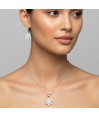 Zia Flower Crystal Pendant Necklace and Earrings