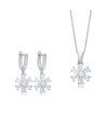 Zia Flower Crystal Pendant Necklace and Earrings