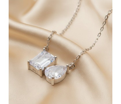 Zia Cluster Zircon Charm Necklace – 925 Sterling Silver