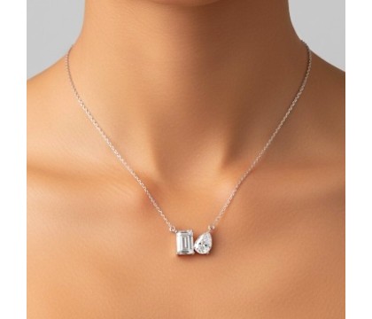 Zia Cluster Zircon Charm Necklace – 925 Sterling Silver