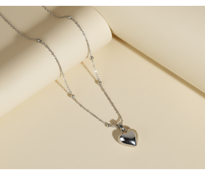Zia Heart Charm Silver Necklace – 925 Sterling Silver