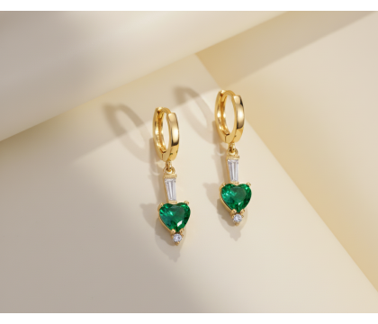 Zia Emerald CZ Earrings – Gold Plated Silver