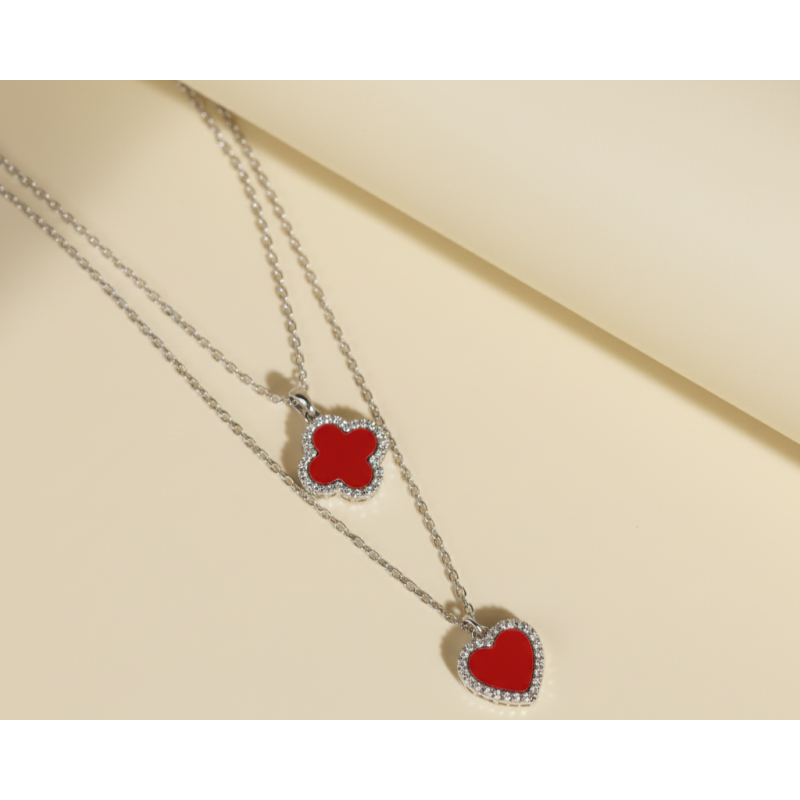 Zia Red Heart Silver Necklace