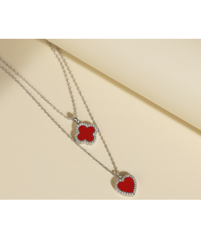Zia Red Heart Silver Necklace – Zircon & Malachite