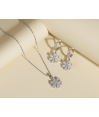 Zia Flower Crystal Pendant Necklace and Earrings