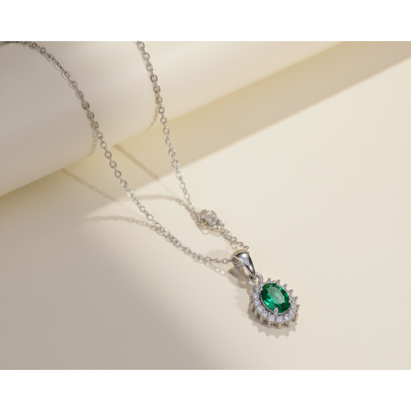 Zia Emerald CZ Green Stone Dainty Necklace