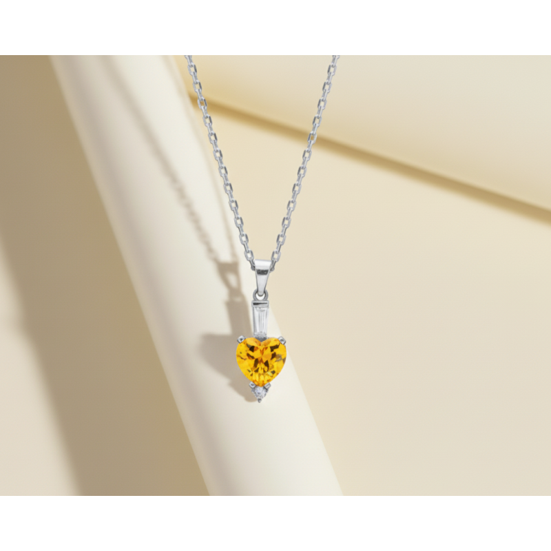 Zia Citrine Zircon Heart Charm Necklace Zia Citrine Zircon Heart Charm Necklace