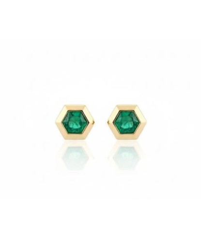 Noor Emerald Hexagon Stud Earrings
