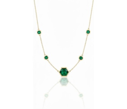 Noor Emerald Hexagon Station Necklace