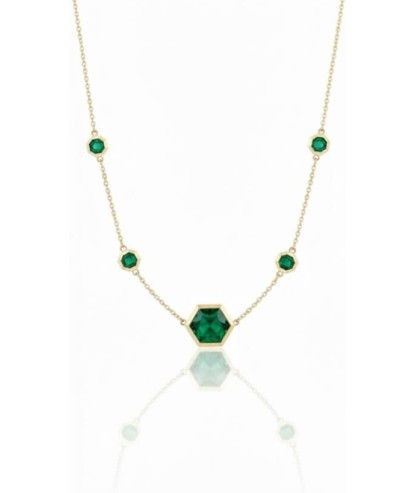 Noor Emerald Hexagon Station Necklace