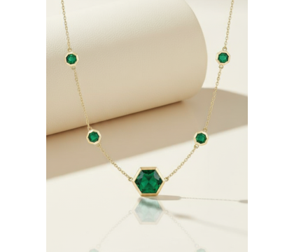 Noor Emerald Hexagon Necklace | Zia Jewellery