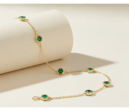 Noor Emerald Hexagon Bracelet | Zia Jewellery