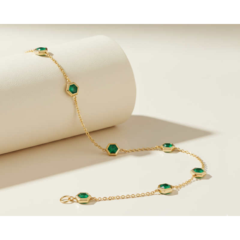Noor Emerald Hexagon Station Bracelet