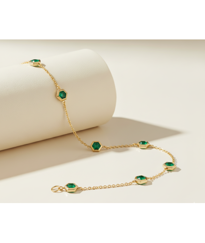 Noor Emerald Hexagon Bracelet | Zia Jewellery
