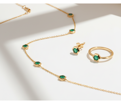 Noor Emerald Hexagon Station Set | Zia Jewellery
