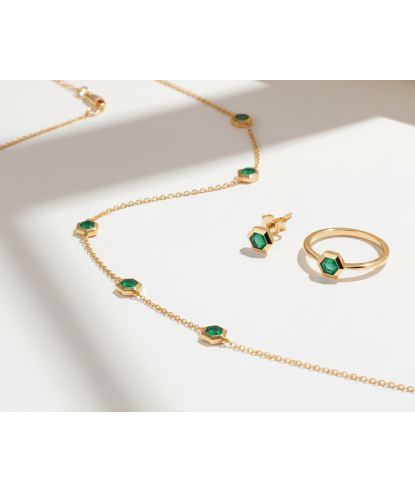 Noor Emerald Hexagon Station Set | Zia Jewellery