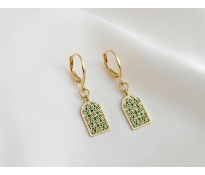 Arabian Night Malachite Arc Earrings
