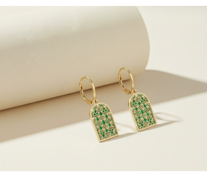 Arabian Night Malachite Arc Earrings | Zia Jewellery