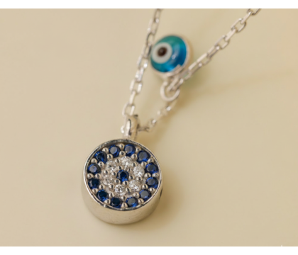 Zia Evil Eye Pendant Necklace – 925 Silver Sapphire