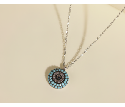Zia Turquoise Evil Eye Pendant Necklace – 925 Silver