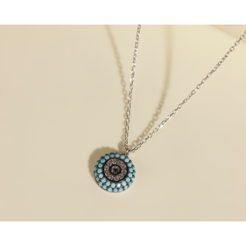 Zia Turquoise Evil Eye Pendant Necklace