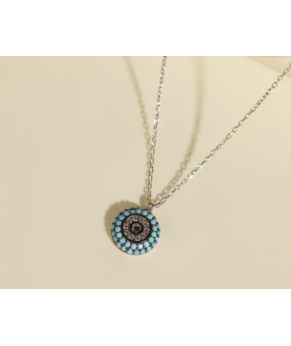 Zia Turquoise Evil Eye Pendant Necklace – 925 Silver