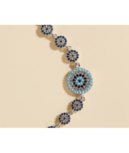Zia 925 Silver Blue Evil Eye Bracelet – Hand Design