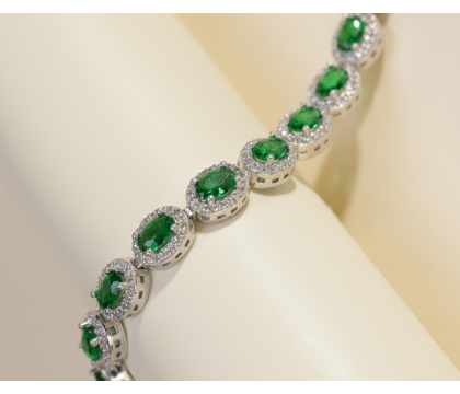 Zia Emerald CZ Tennis Bracelet – 925 Sterling Silver