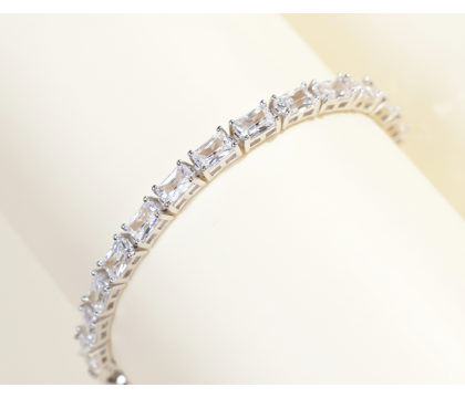 Zia White CZ Rectangle Tennis Bracelet – 925 Silver