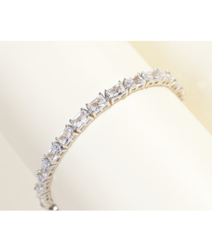 Zia White CZ Rectangle Tennis Bracelet – 925 Silver