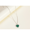 Zia Malachite Heart Zircon Charm Necklace Zia Malachite Heart Zircon Charm Necklace