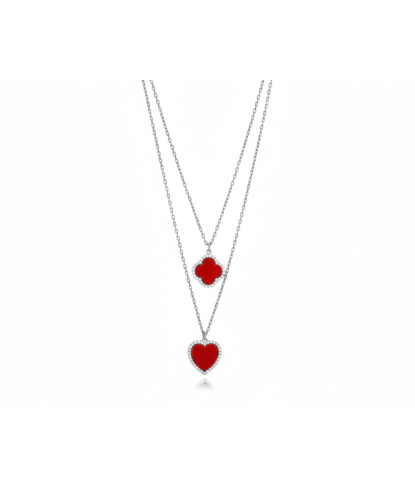 Zia Red Heart Silver Necklace