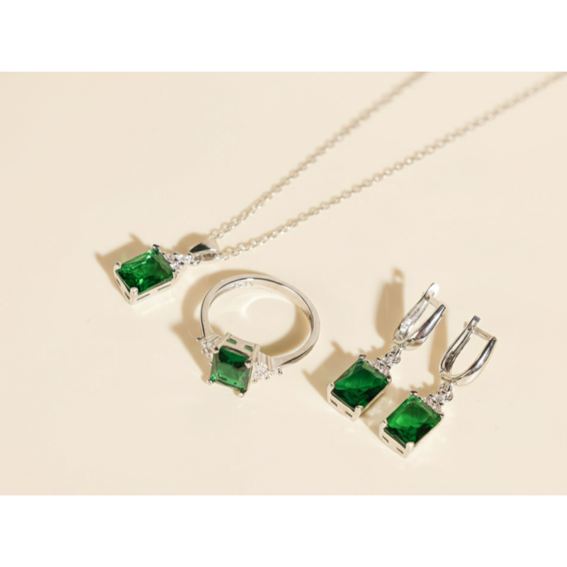 Zia Silver Emerald Women Set