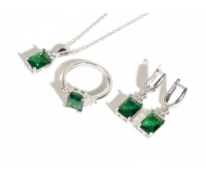 Zia Silver Emerald Women Set